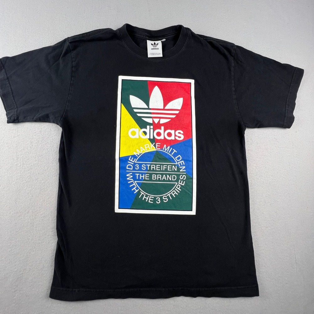 Adidas Graphic Tee Mens M Multi Color Trefoil Logo 3 Stripes Streetwear German